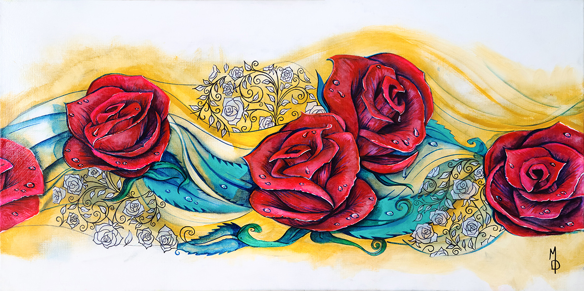 Twisting Roses | Floral Painting by Miles Davis | Massive Burn Studios